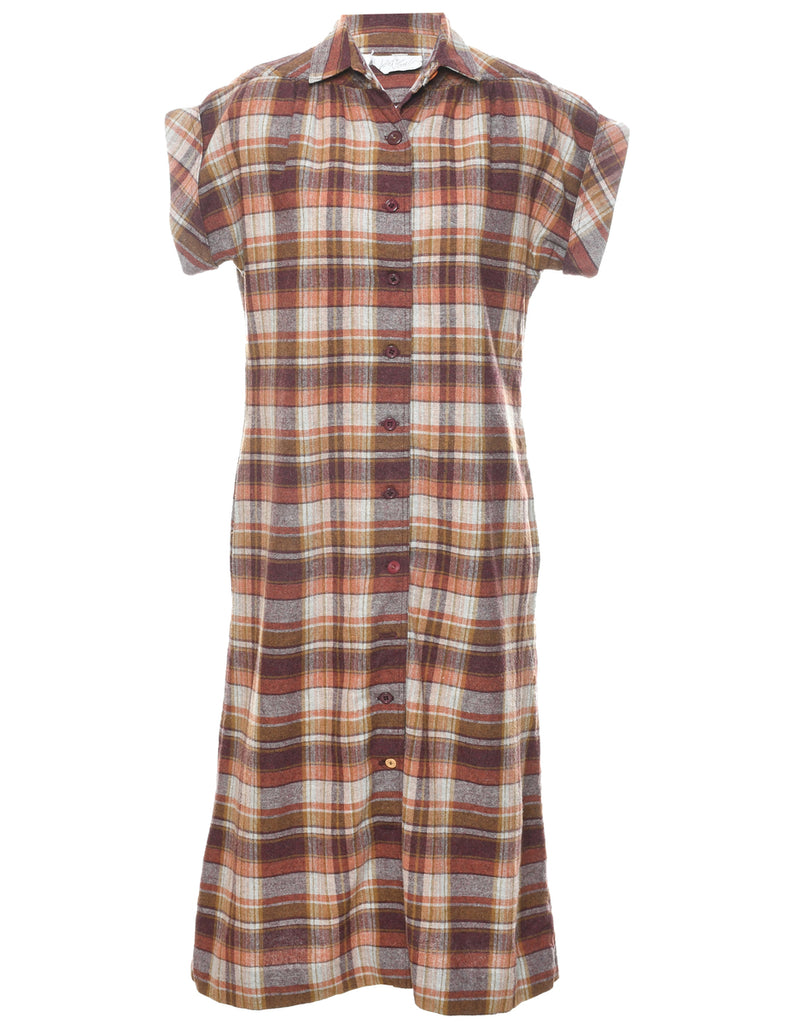 Checked Shirt Dress - L