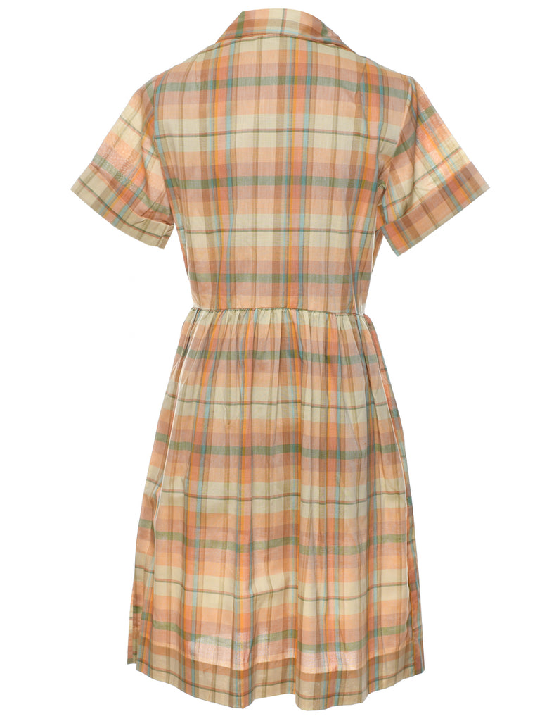 Checked Shirt Dress - L