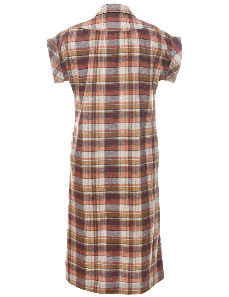 Checked Shirt Dress - L