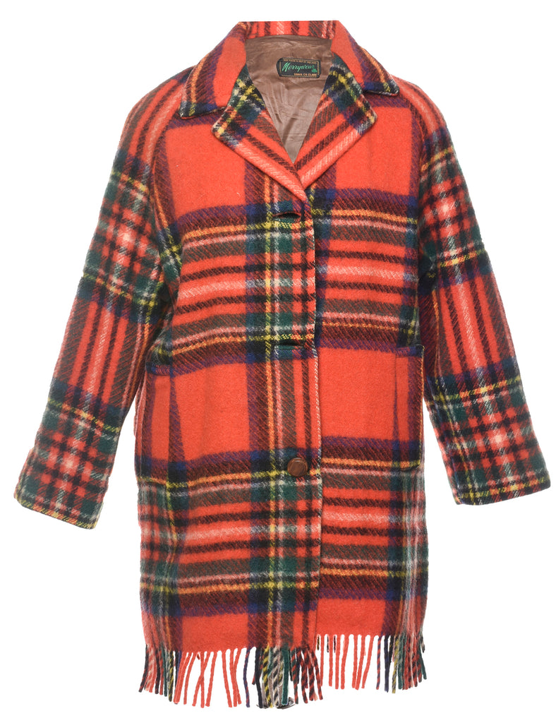 Checked Wool Coat - L