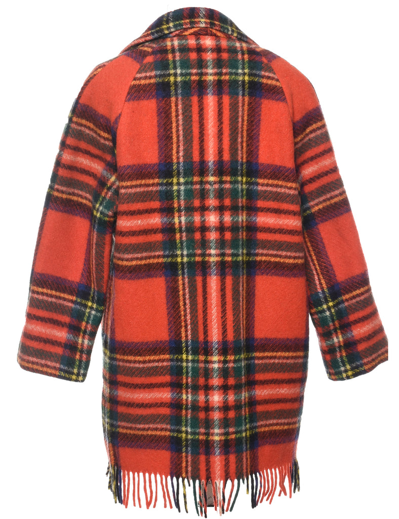 Checked Wool Coat - L