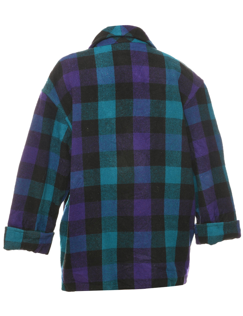 Checked Wool Coat - L