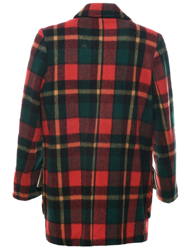 Checked Wool Coat - L