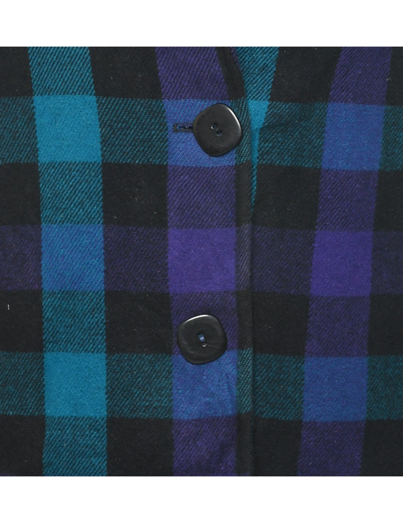 Checked Wool Coat - L