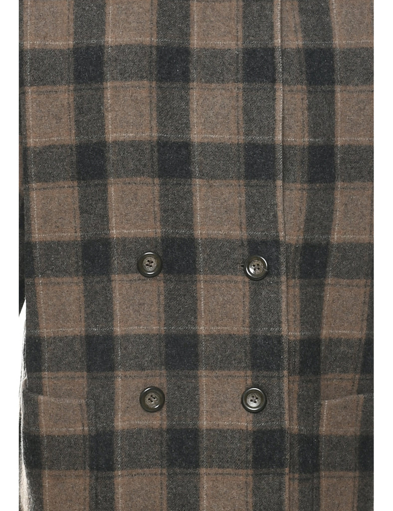 Checked Wool Coat - L