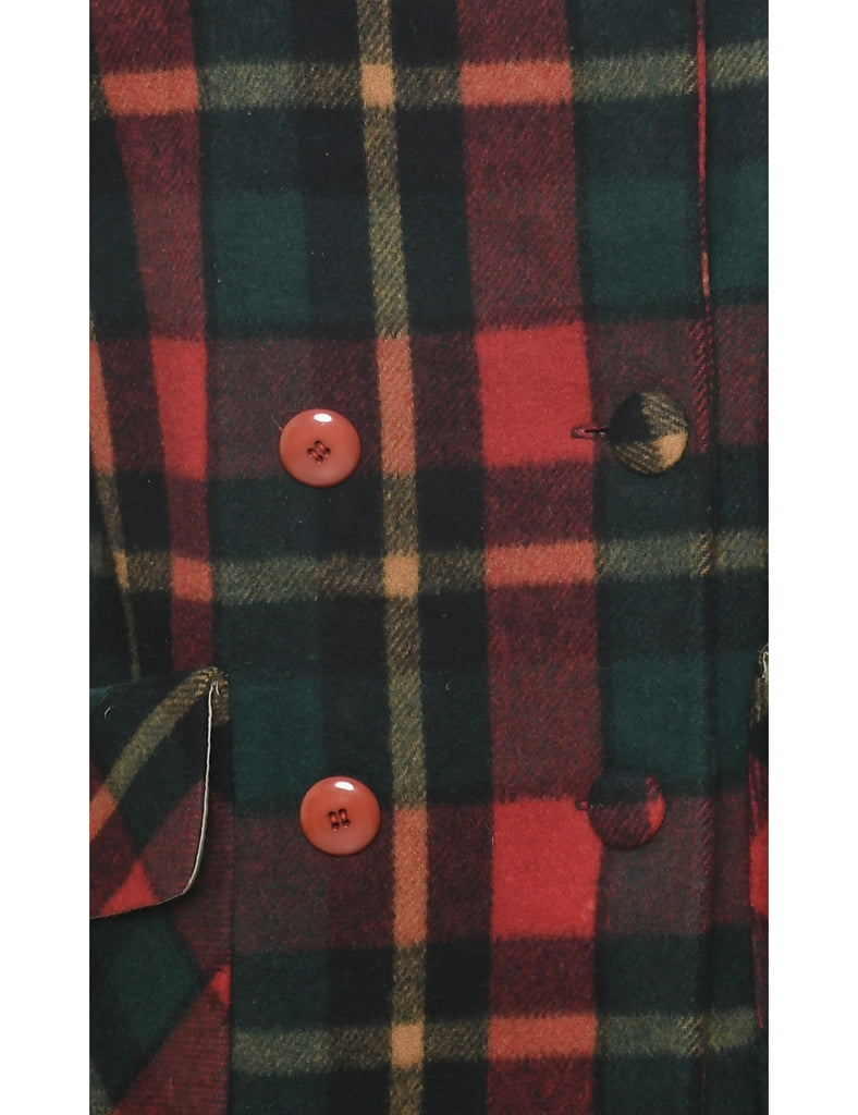 Checked Wool Coat - L