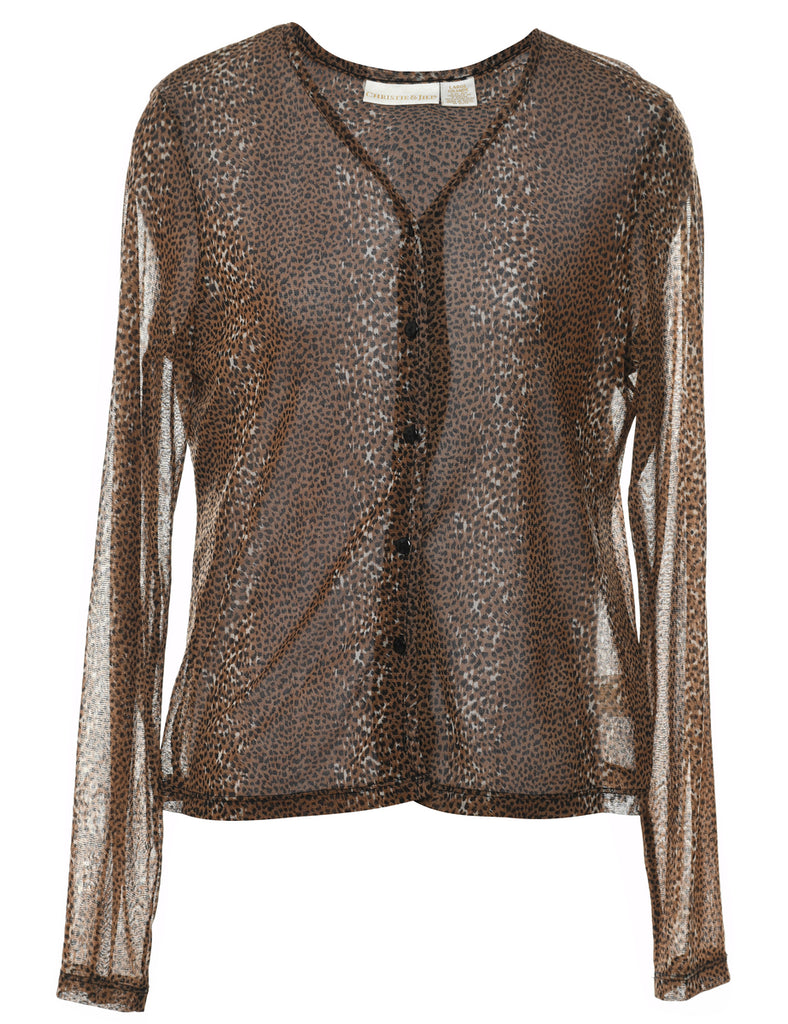 Christie & Jill Leopard Print Blouse - L