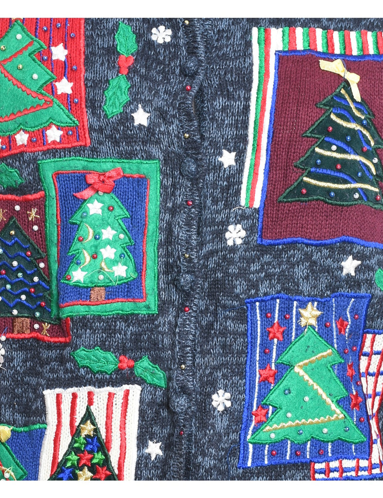 Christmas Tree Design Cardigan - L