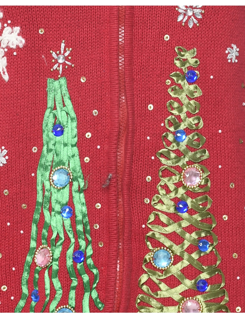 Christmas Tree Design Cardigan - S