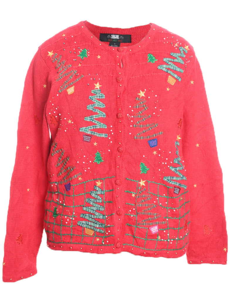 Christmas Tree Print Cardigan - S