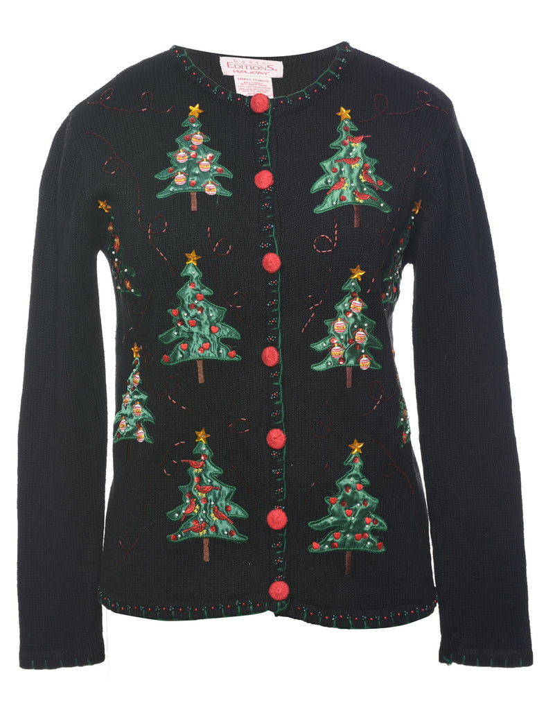 Christmas Tree Print Cardigan - S