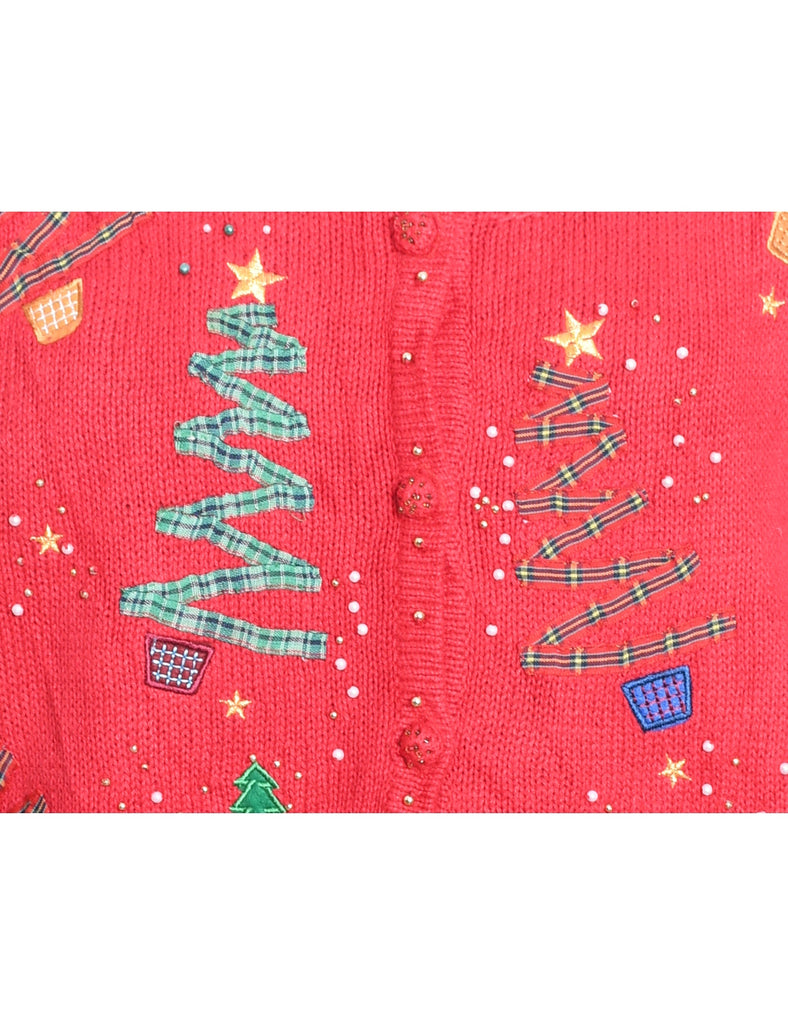 Christmas Tree Print Cardigan - S