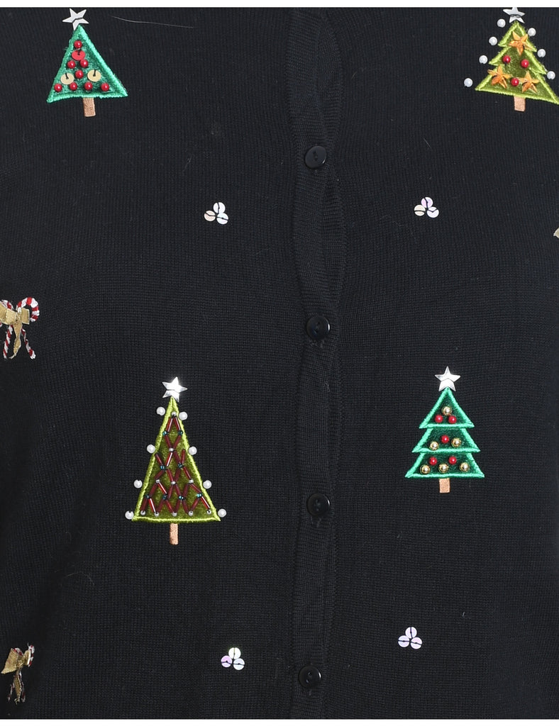 Christmas Tree Print Cardigan - S