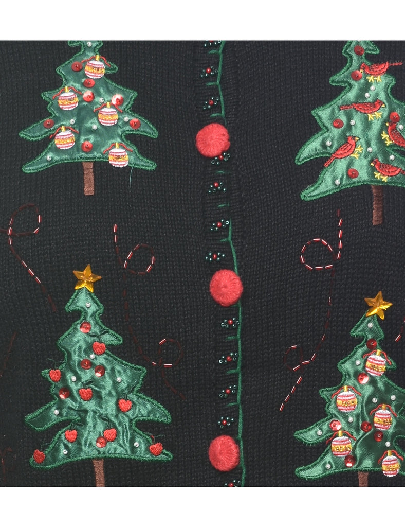 Christmas Tree Print Cardigan - S