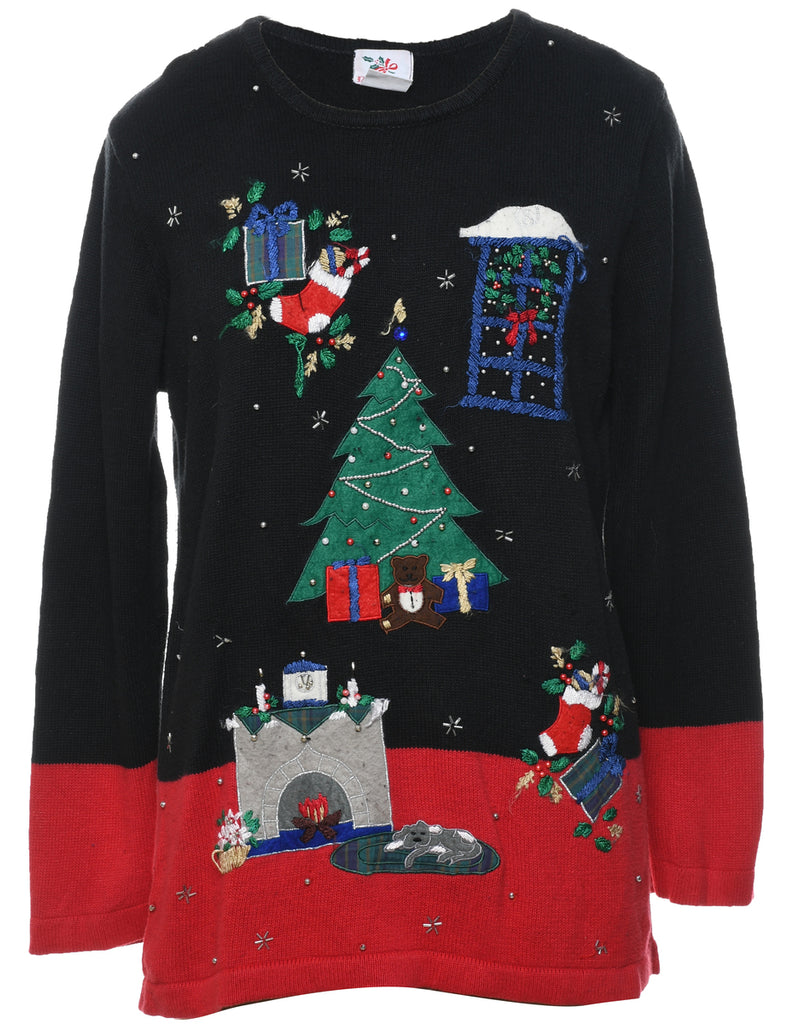 Christmas Tree Print Jumper - S