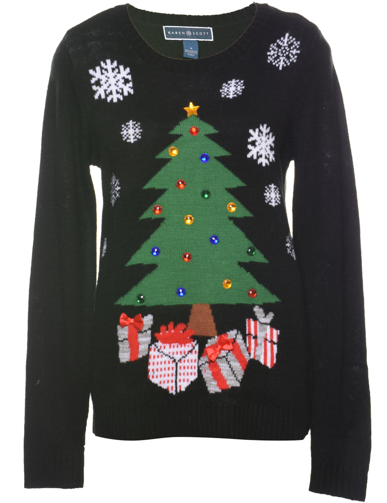 Christmas Tree Print Jumper - S