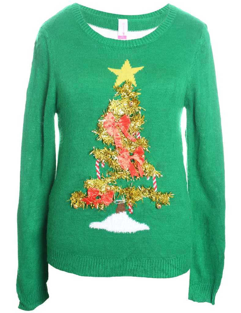 Christmas Tree Print Jumper - M