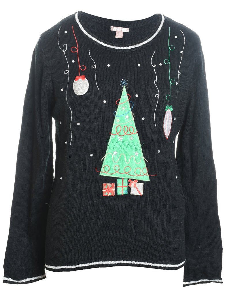 Christmas Tree Print Jumper - L