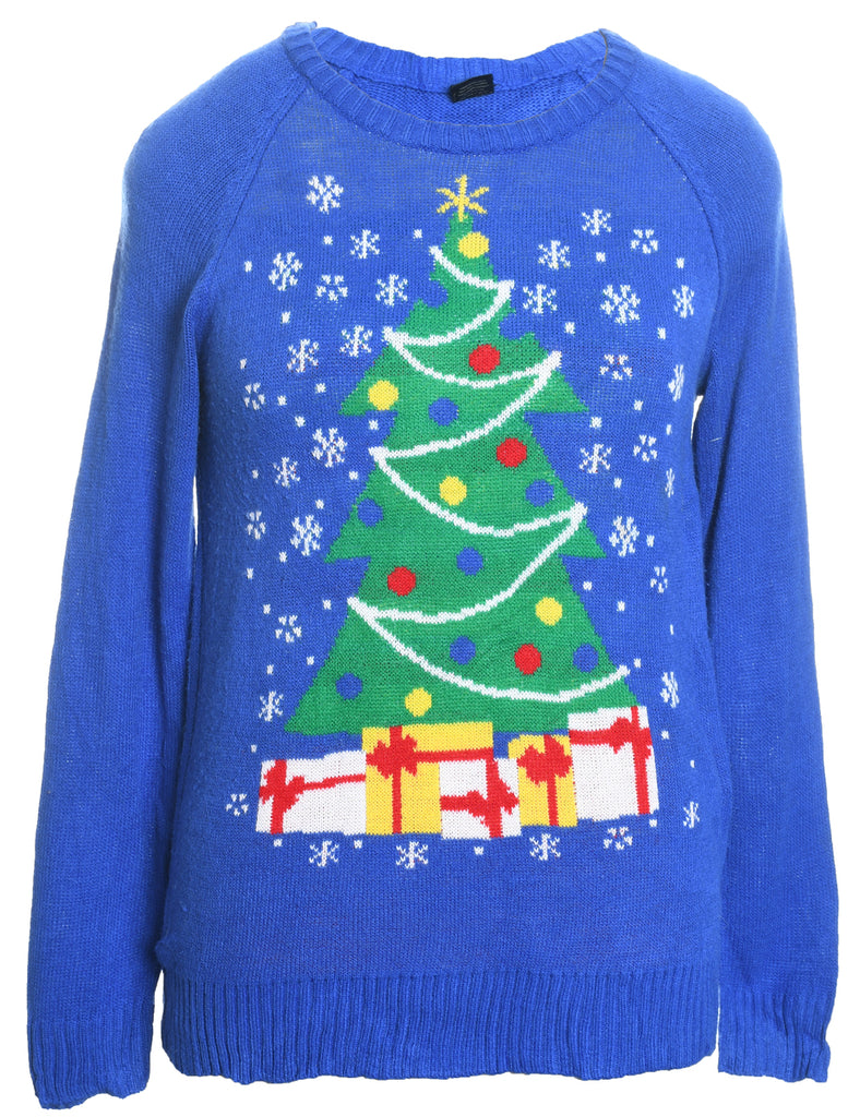 Christmas Tree Print Jumper - M