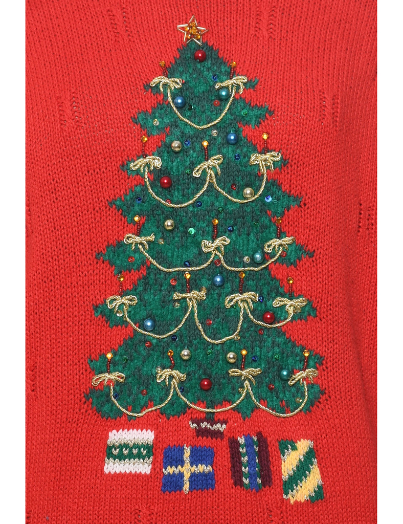 Christmas Tree Print Jumper - L