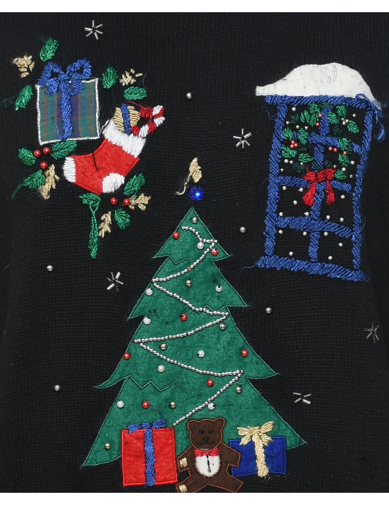 Christmas Tree Print Jumper - S