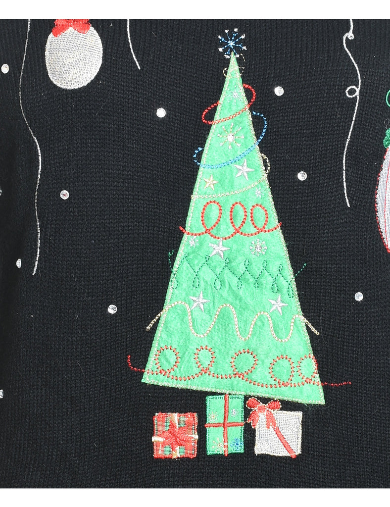 Christmas Tree Print Jumper - L