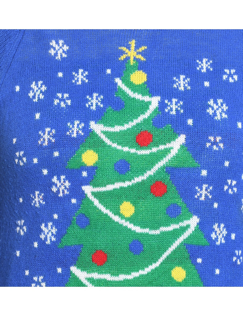 Christmas Tree Print Jumper - M