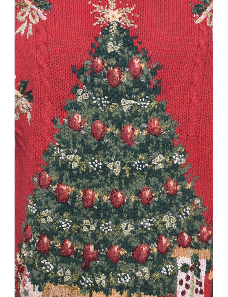 Christmas Tree Print Jumper - L