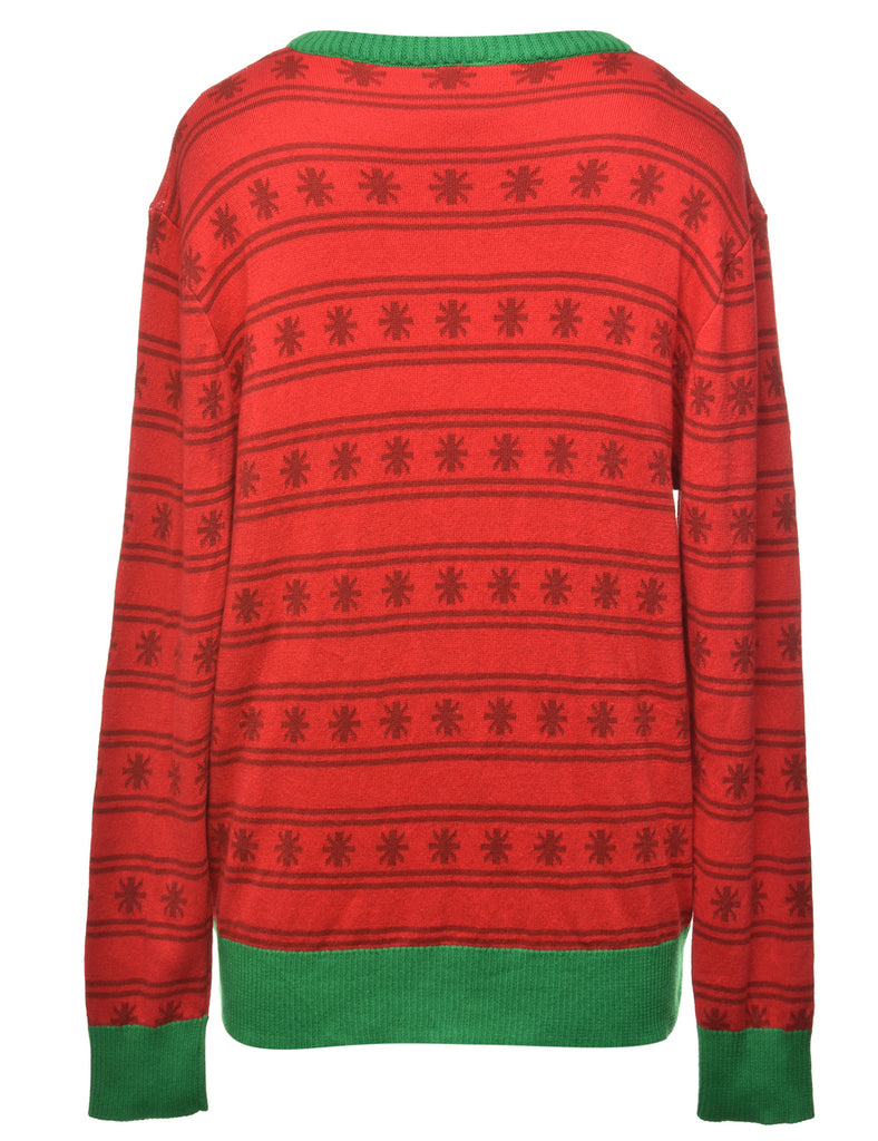 Christmas Tree Print Red Jumper - L