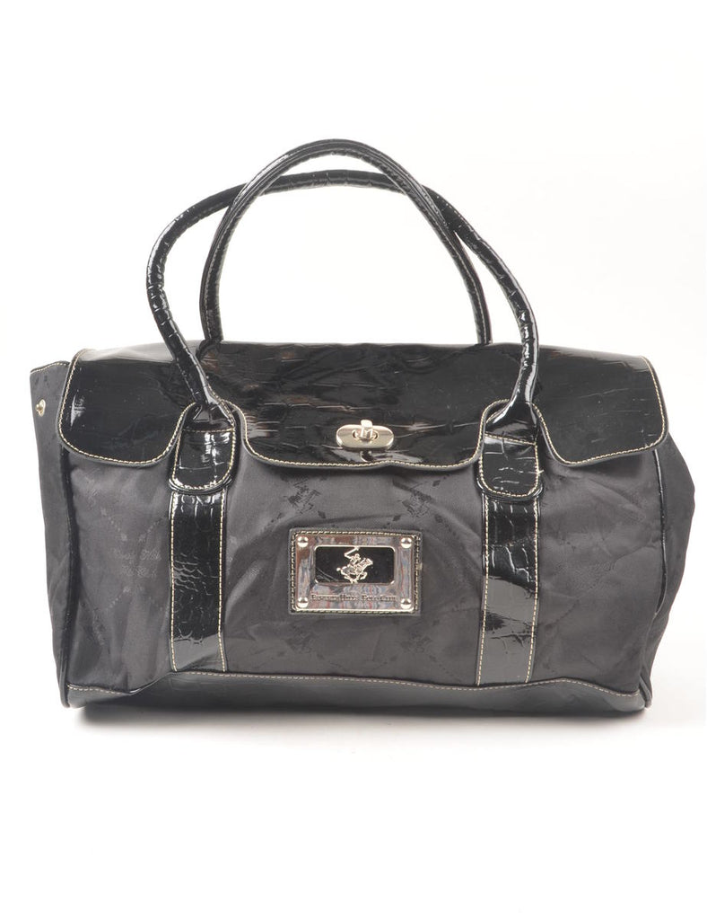 Classic Black Beverly Hills Polo Club Large Shiny Dufflebag - L