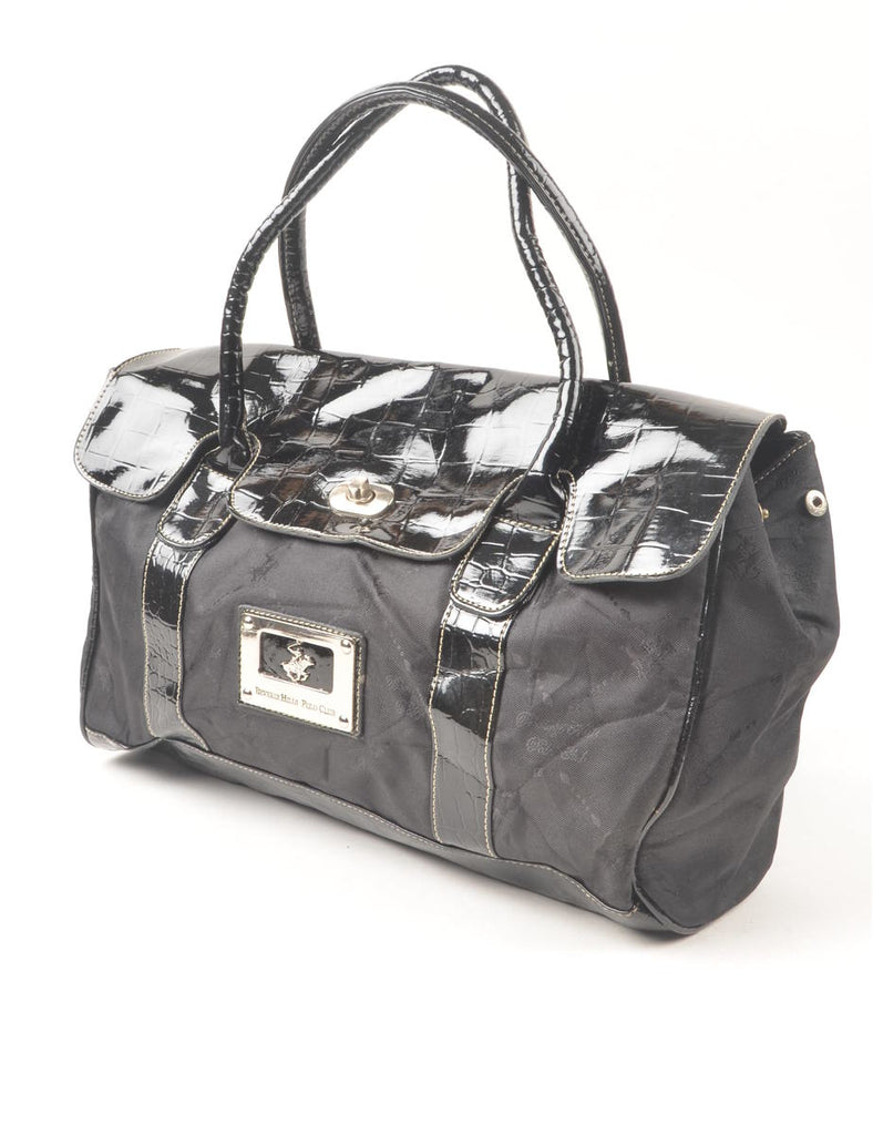 Classic Black Beverly Hills Polo Club Large Shiny Dufflebag - L