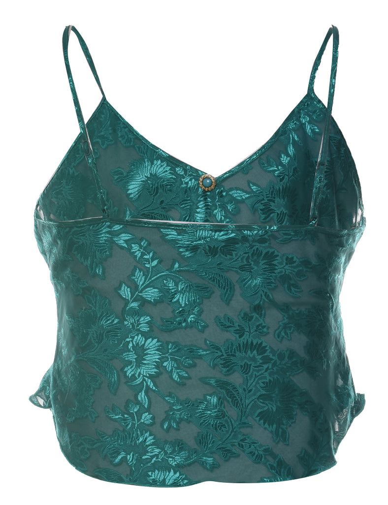 Classic Green Sheer Patterned Camisole - M