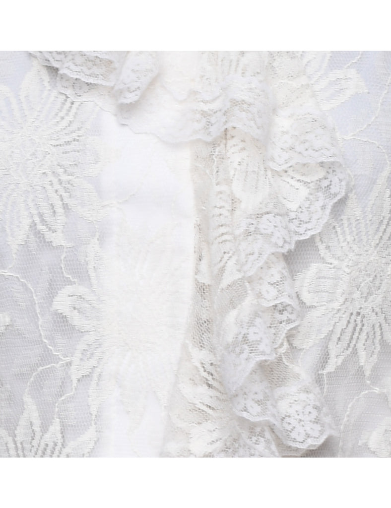 Classic White Lace Evening Blouse - M