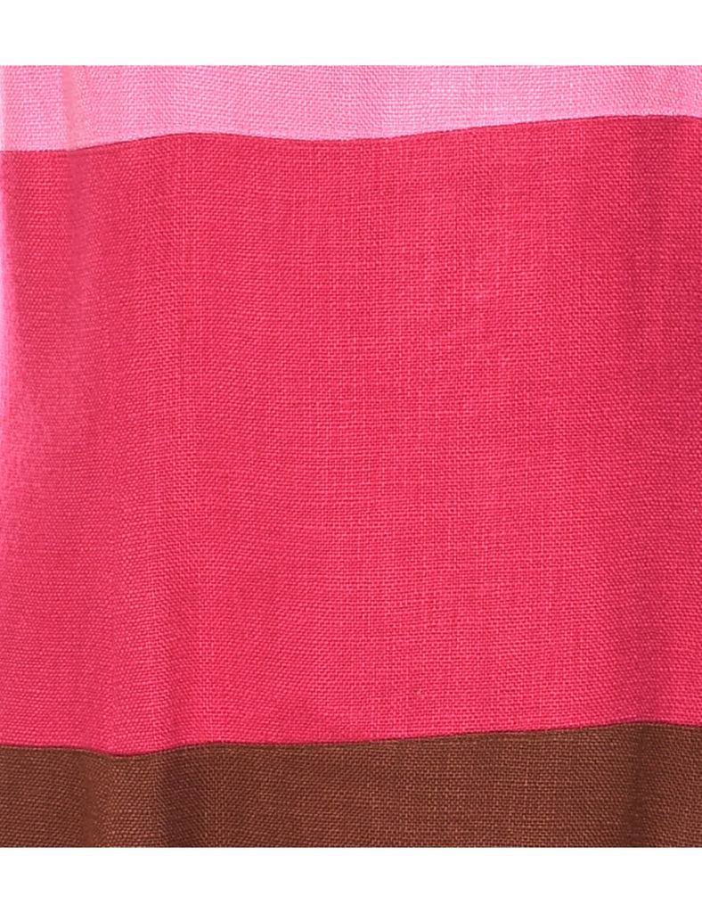 Colour Block Brown & Pink Contrast Dress - M