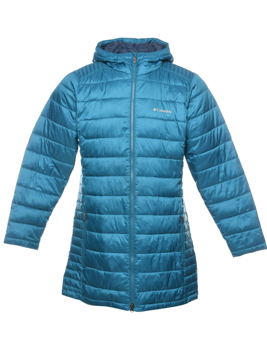 Columbia Hooded Teal Puffer Jacket M