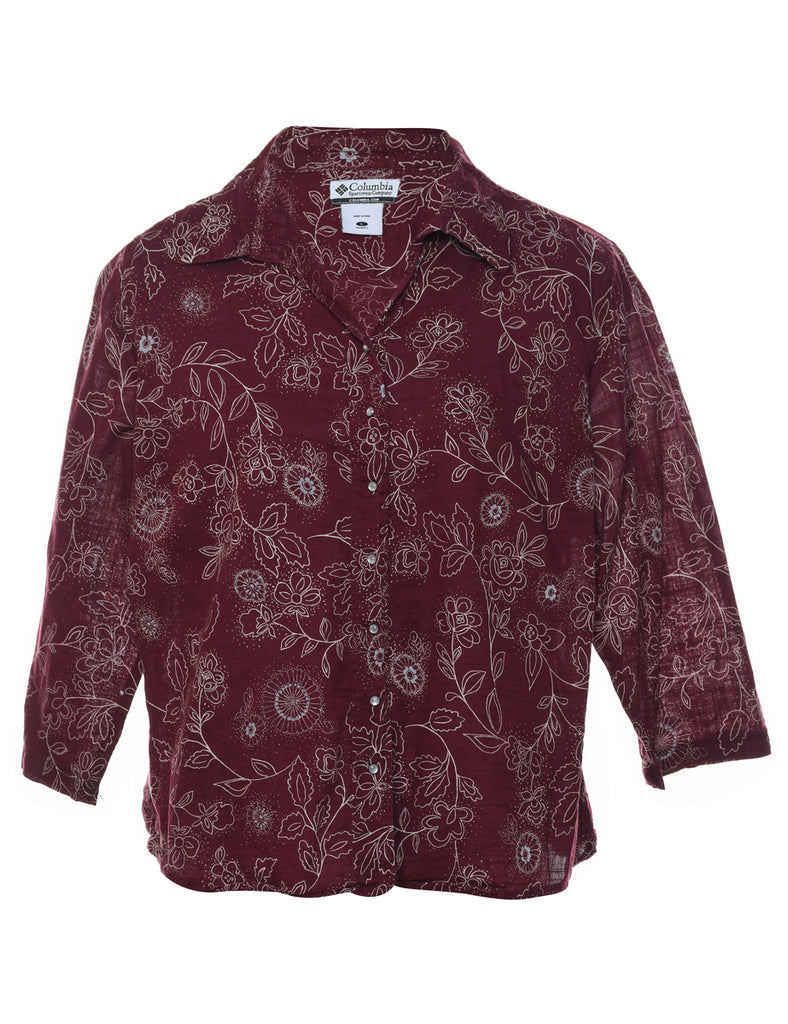 Columbia Maroon Floral Shirt - L