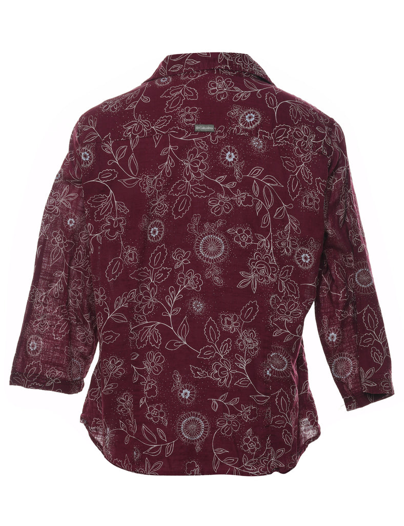 Columbia Maroon Floral Shirt - L