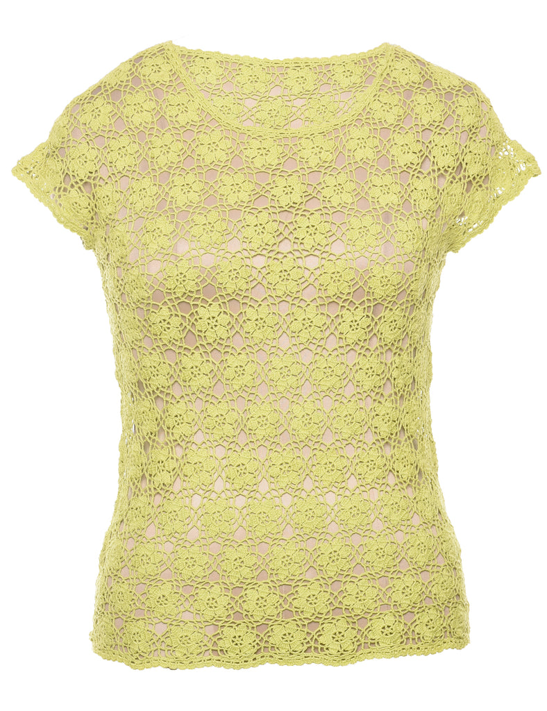 Crochet Light Green Jumper - S