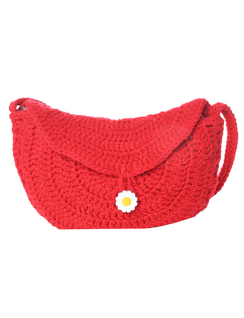 Crochet Red Cross Body Bag - S