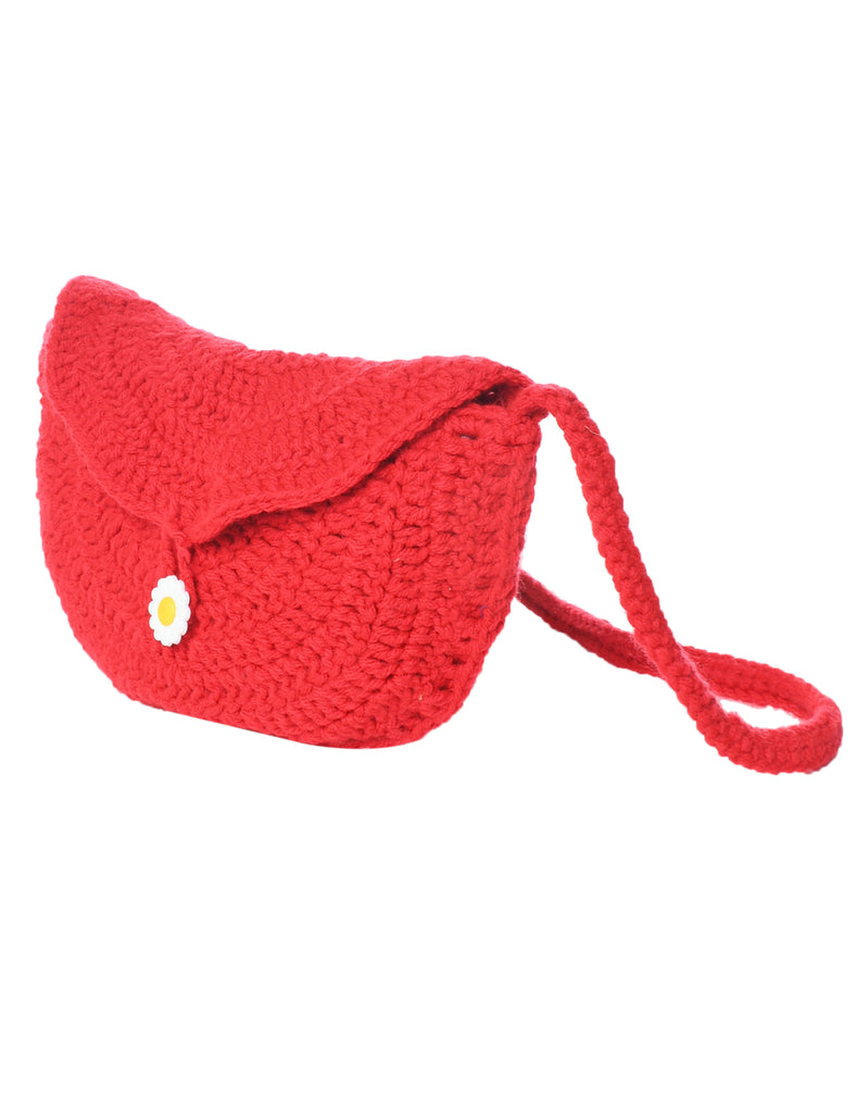 Crochet Red Cross Body Bag - S