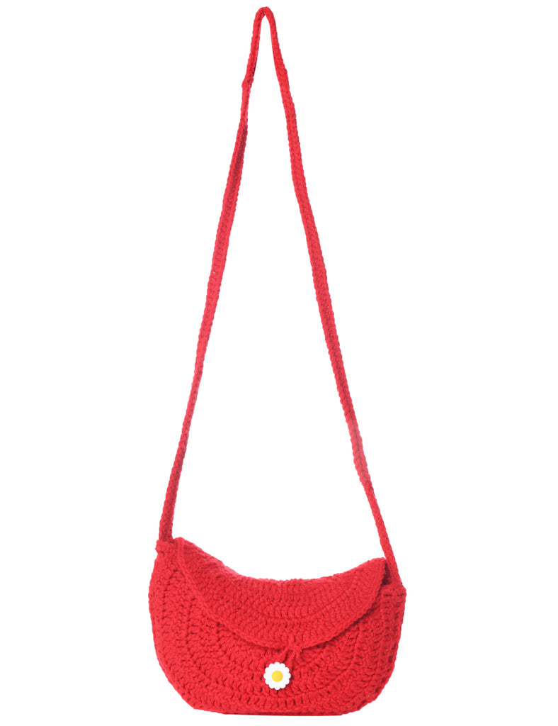 Crochet Red Cross Body Bag - S