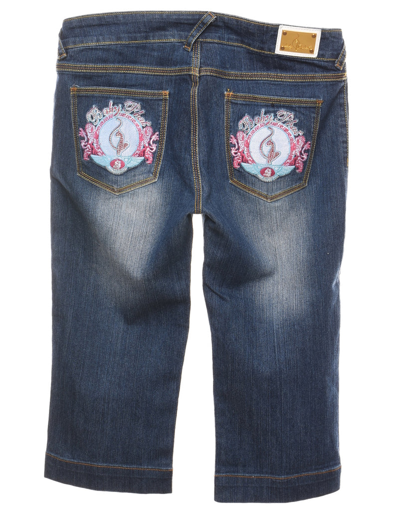 Cropped Baby Phat Y2K Embellished Jeans - W34 L18