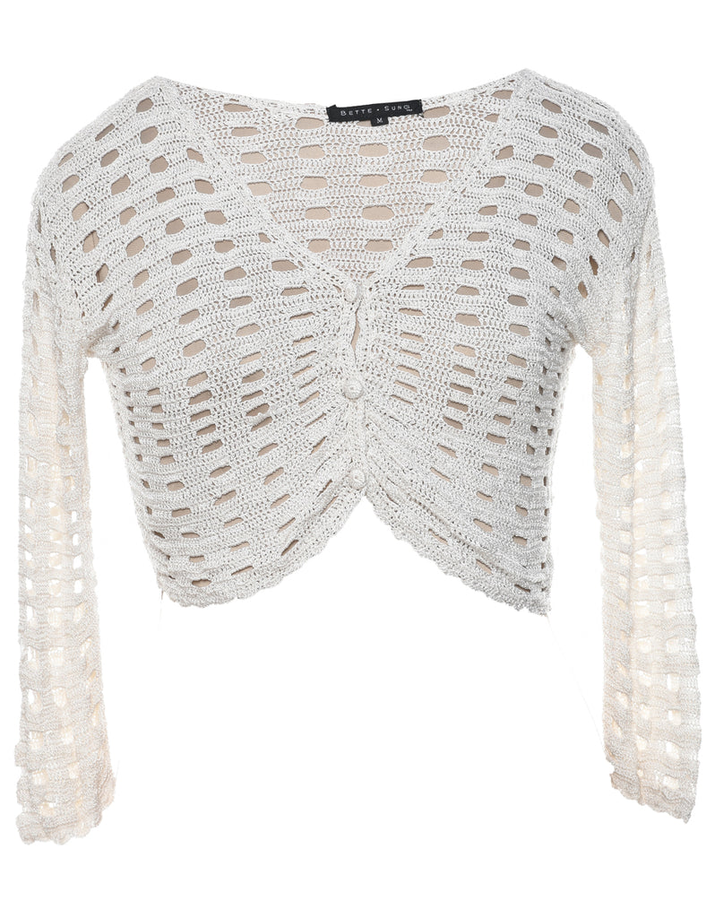 Cropped Crochet Cardigan - M