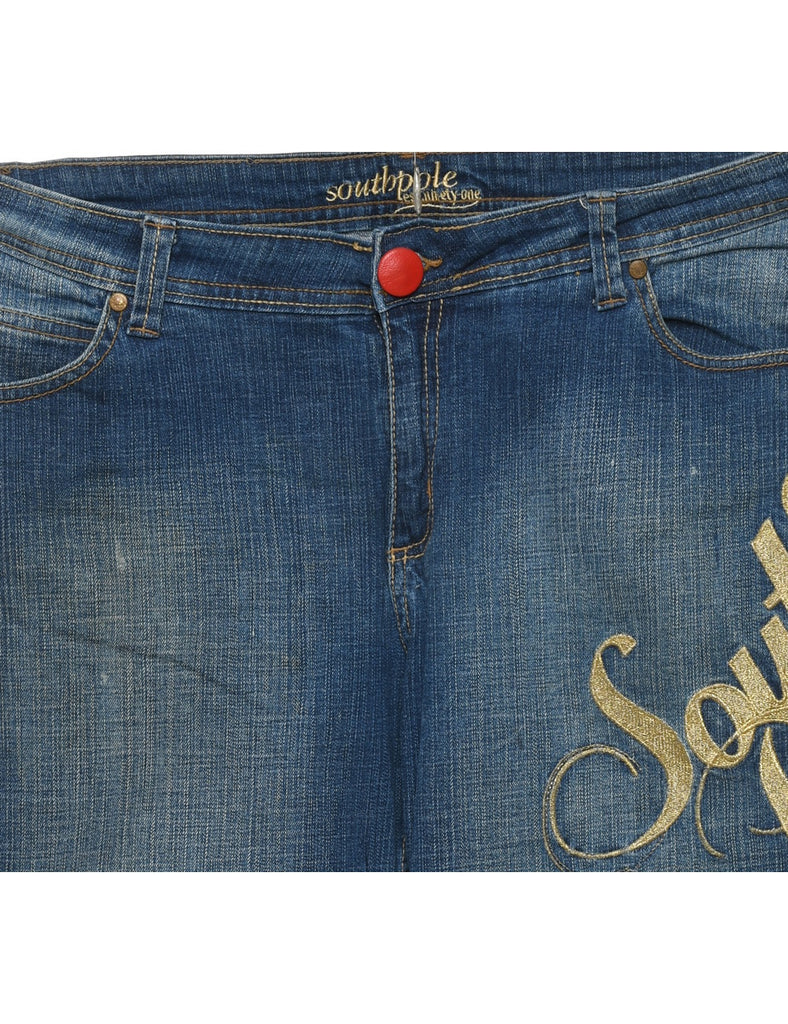 Cropped Embroidered Y2K Jeans - W36 L18