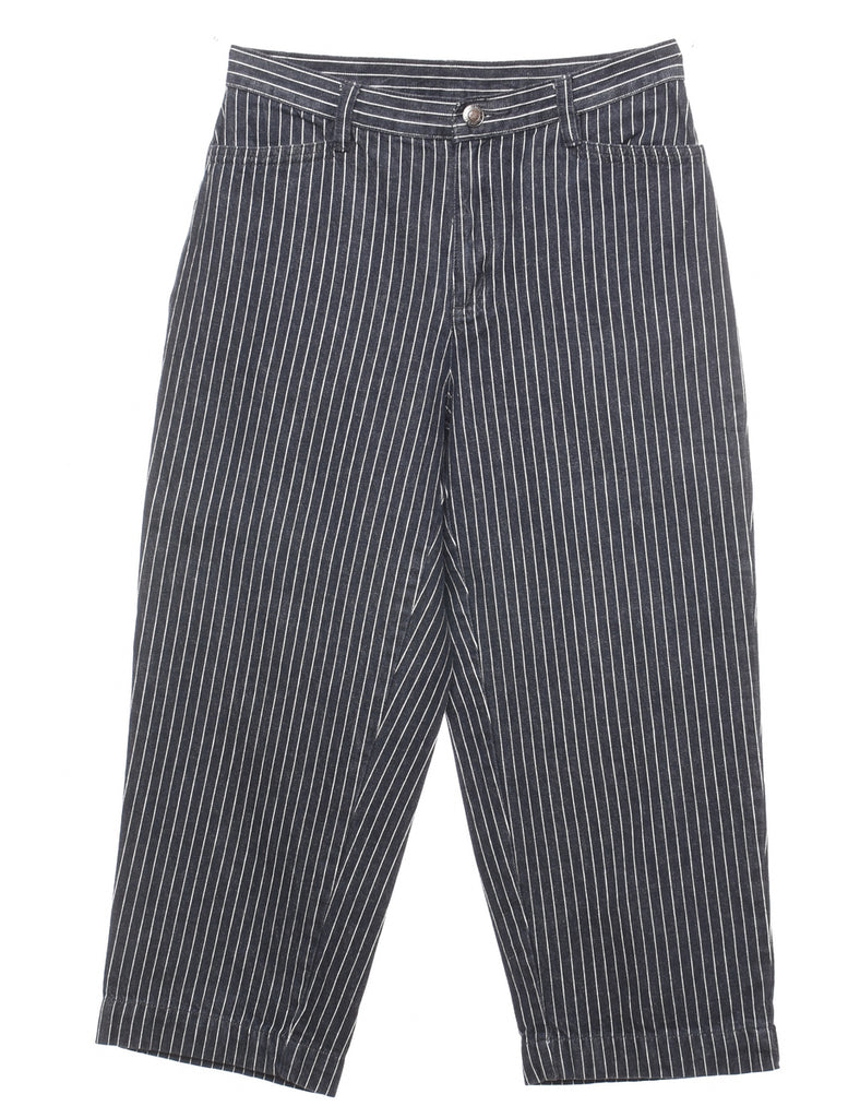 Cropped Pinstriped Black & White Tapered Jeans - W26 L22