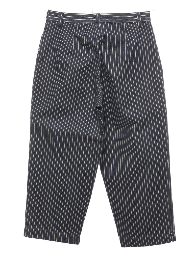 Cropped Pinstriped Black & White Tapered Jeans - W26 L22