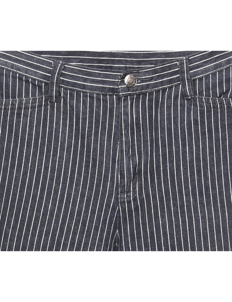 Cropped Pinstriped Black & White Tapered Jeans - W26 L22