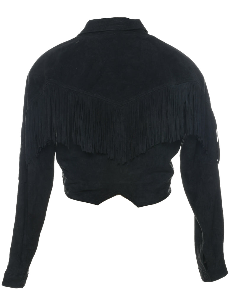 Cropped Suede Fringed Jacket - M