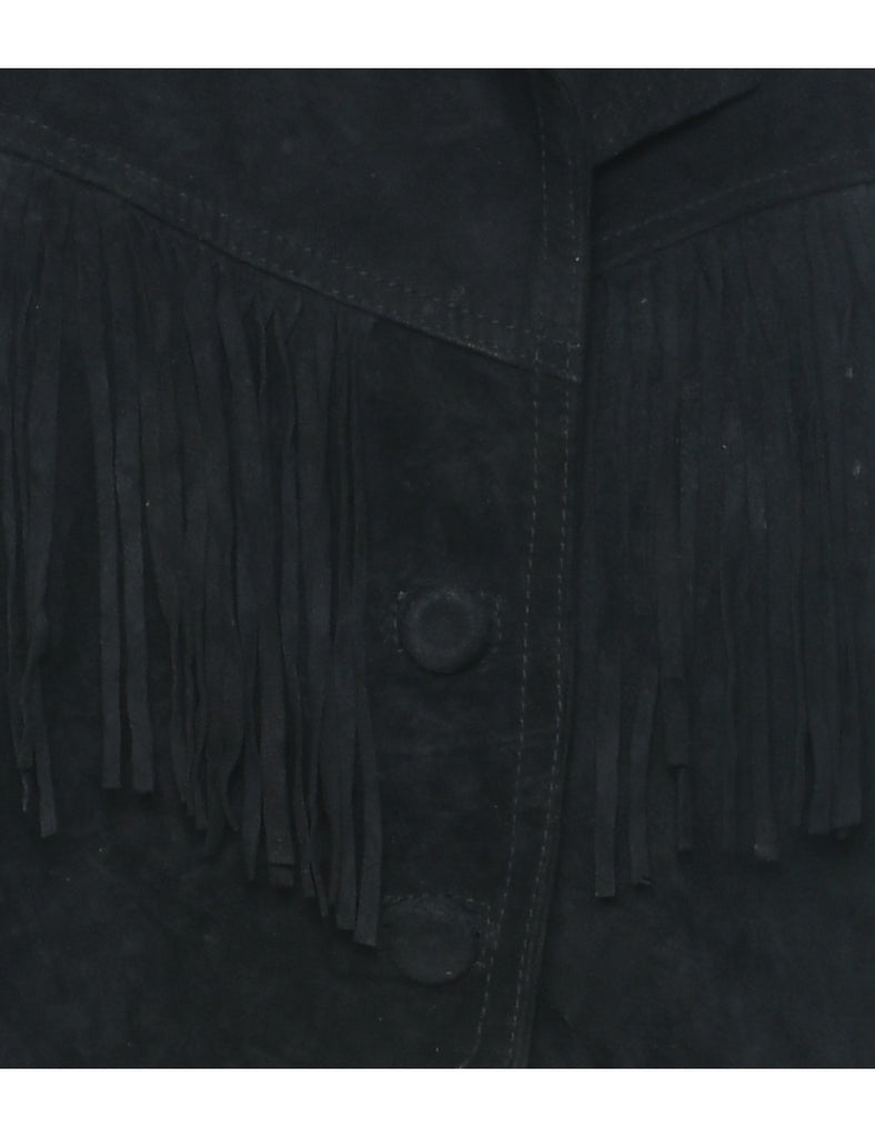 Cropped Suede Fringed Jacket - M