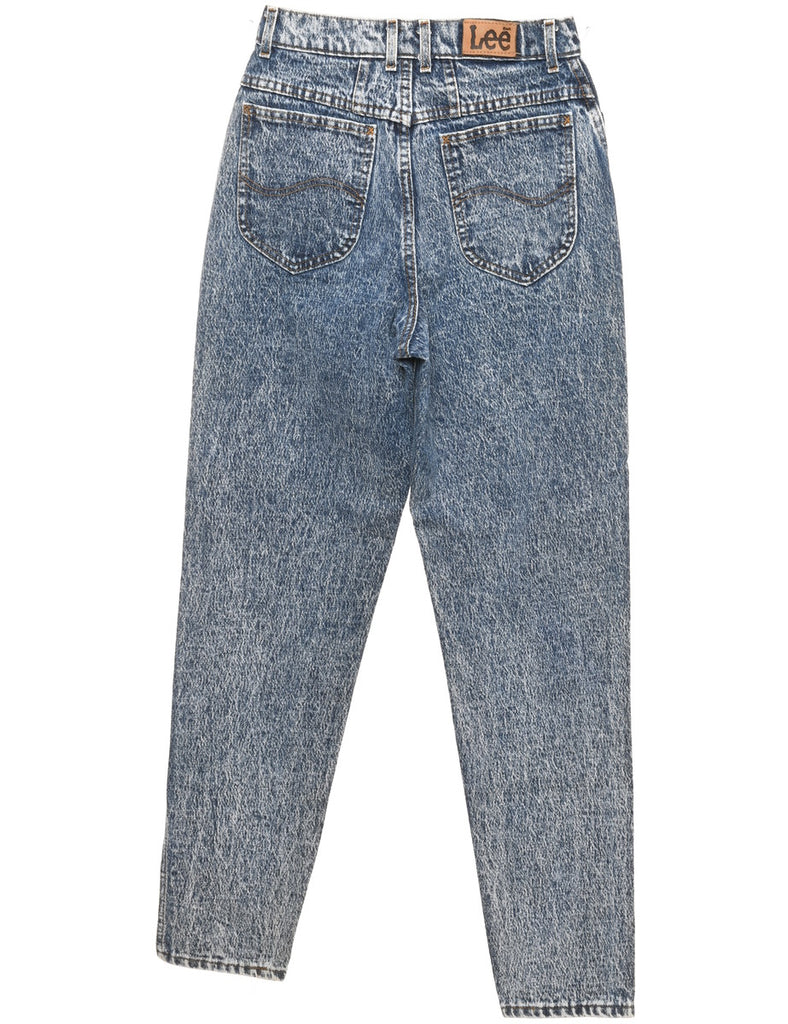 Dark Acid Wash Tapered 1980s Lee Jeans - W26 L30